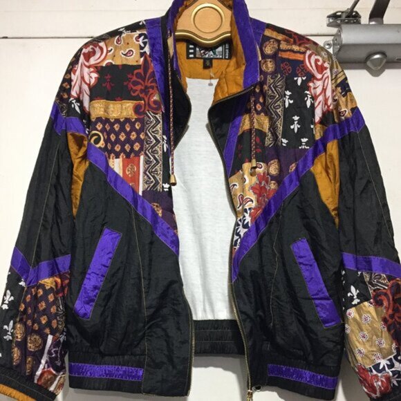 BRAND NEW VINTAGE RIVER EDGES PATCHWORK WINDBREAKER JACKETS SIZE M - Picture 12 of 12